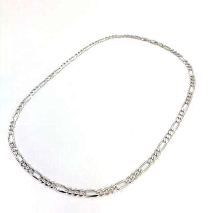 14K White Gold Solid Concave Figaro Necklace | 24 Inches, 5.75mm, 30.70 grams