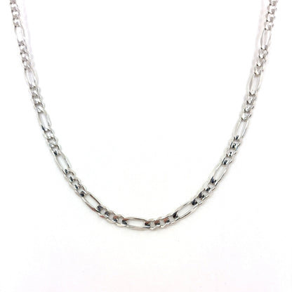 14K White Gold Solid Concave Figaro Necklace | 24 Inches, 5.75mm, 30.70 grams