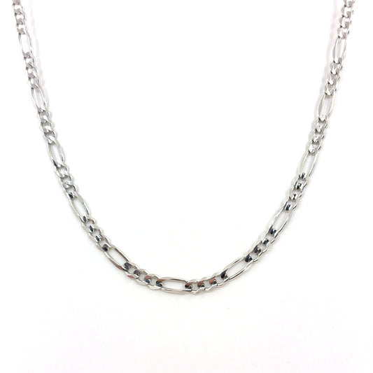 14K White Gold Solid Concave Figaro Necklace | 24 Inches, 5.75mm, 30.70 grams