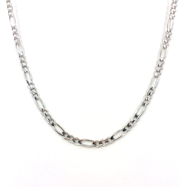 14K White Gold Solid Concave Figaro Necklace | 24 Inches, 5.75mm, 30.70 grams