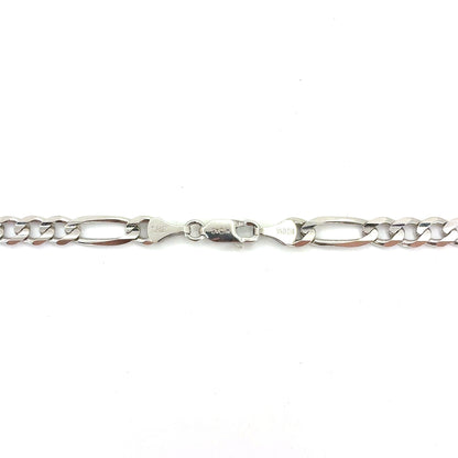 14K White Gold Solid Concave Figaro Necklace | 24 Inches, 5.75mm, 30.70 grams