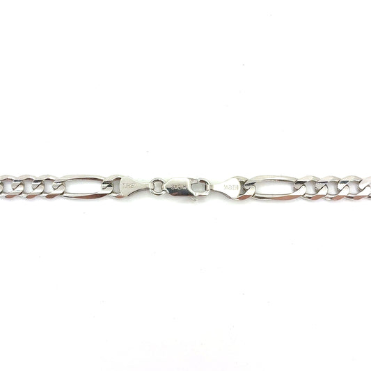 14K White Gold Solid Concave Figaro Necklace | 24 Inches, 5.75mm, 30.70 grams