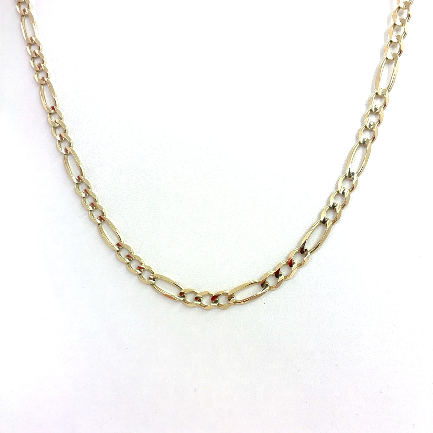 14K Yellow Gold Solid Concave Figaro Necklace | 24 Inches, 5.8mm, 25.28 grams