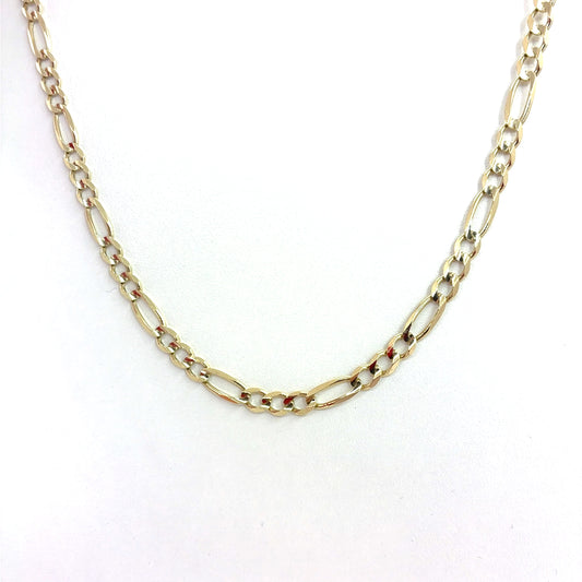 14K Yellow Gold Solid Concave Figaro Necklace | 24 Inches, 5.8mm, 25.28 grams