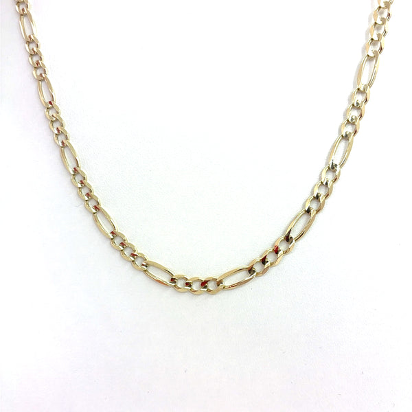 14K Yellow Gold Solid Concave Figaro Necklace | 24 Inches, 5.8mm, 25.28 grams