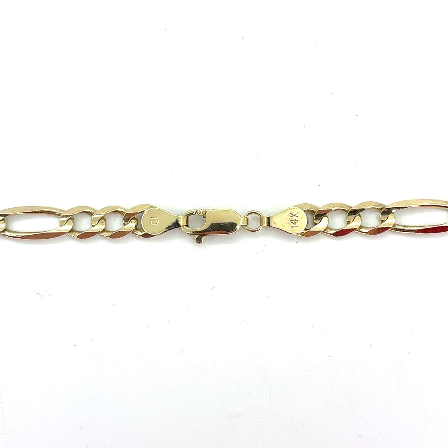 14K Yellow Gold Solid Concave Figaro Necklace | 24 Inches, 5.8mm, 25.28 grams