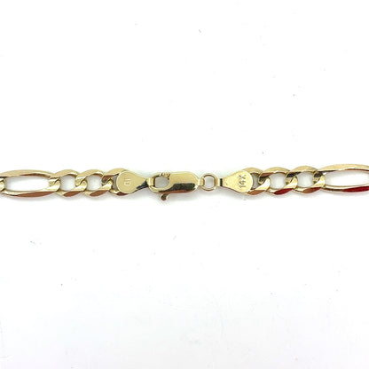 14K Yellow Gold Solid Concave Figaro Necklace | 24 Inches, 5.8mm, 25.28 grams