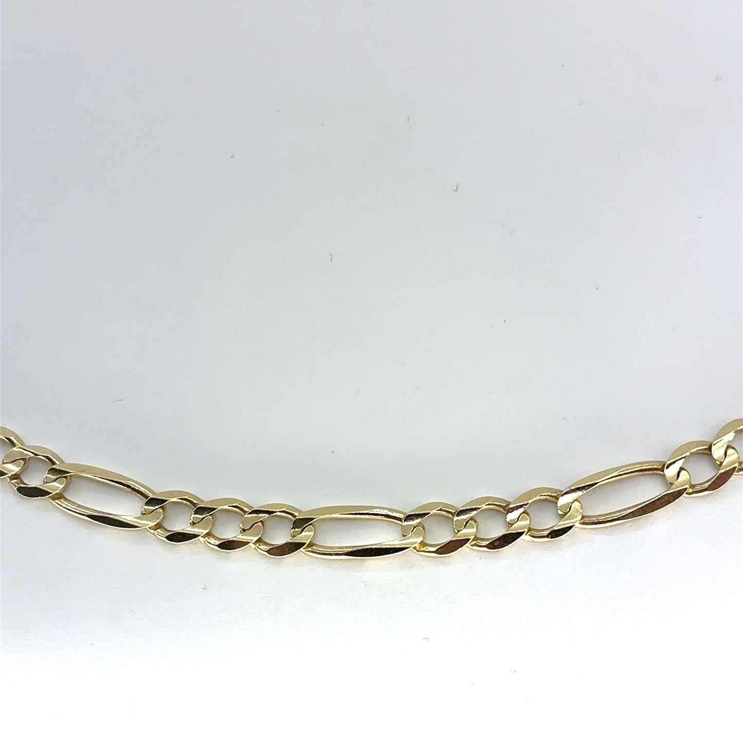 14K Yellow Gold Solid Concave Figaro Necklace | 24 Inches, 5.8mm, 25.28 grams