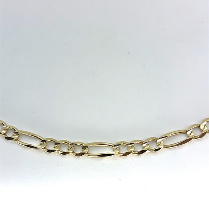 14K Yellow Gold Solid Concave Figaro Necklace | 24 Inches, 5.8mm, 25.28 grams