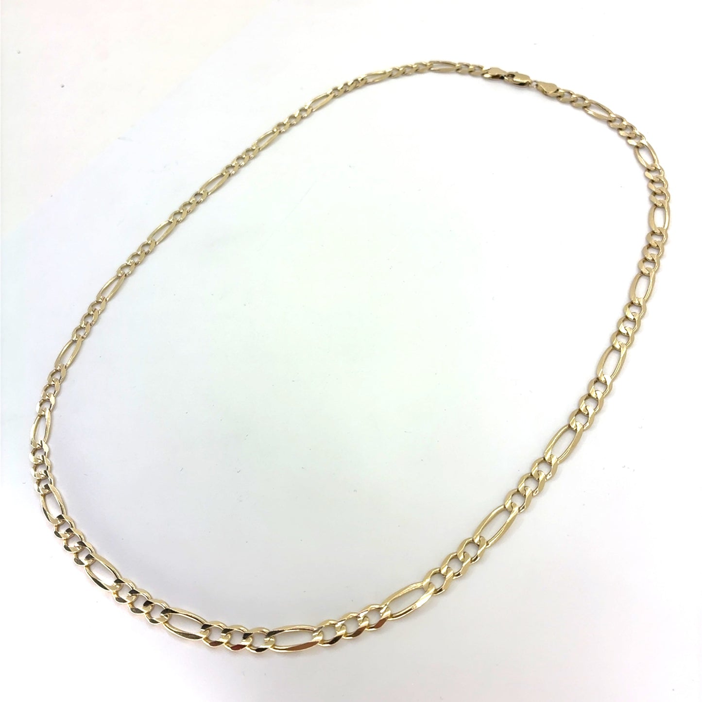 14K Yellow Gold Solid Concave Figaro Necklace | 24 Inches, 5.8mm, 25.28 grams