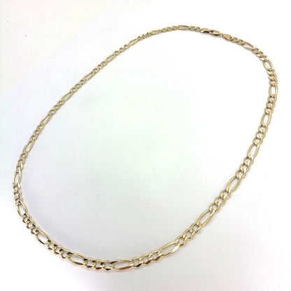 14K Yellow Gold Solid Concave Figaro Necklace | 24 Inches, 5.8mm, 25.28 grams