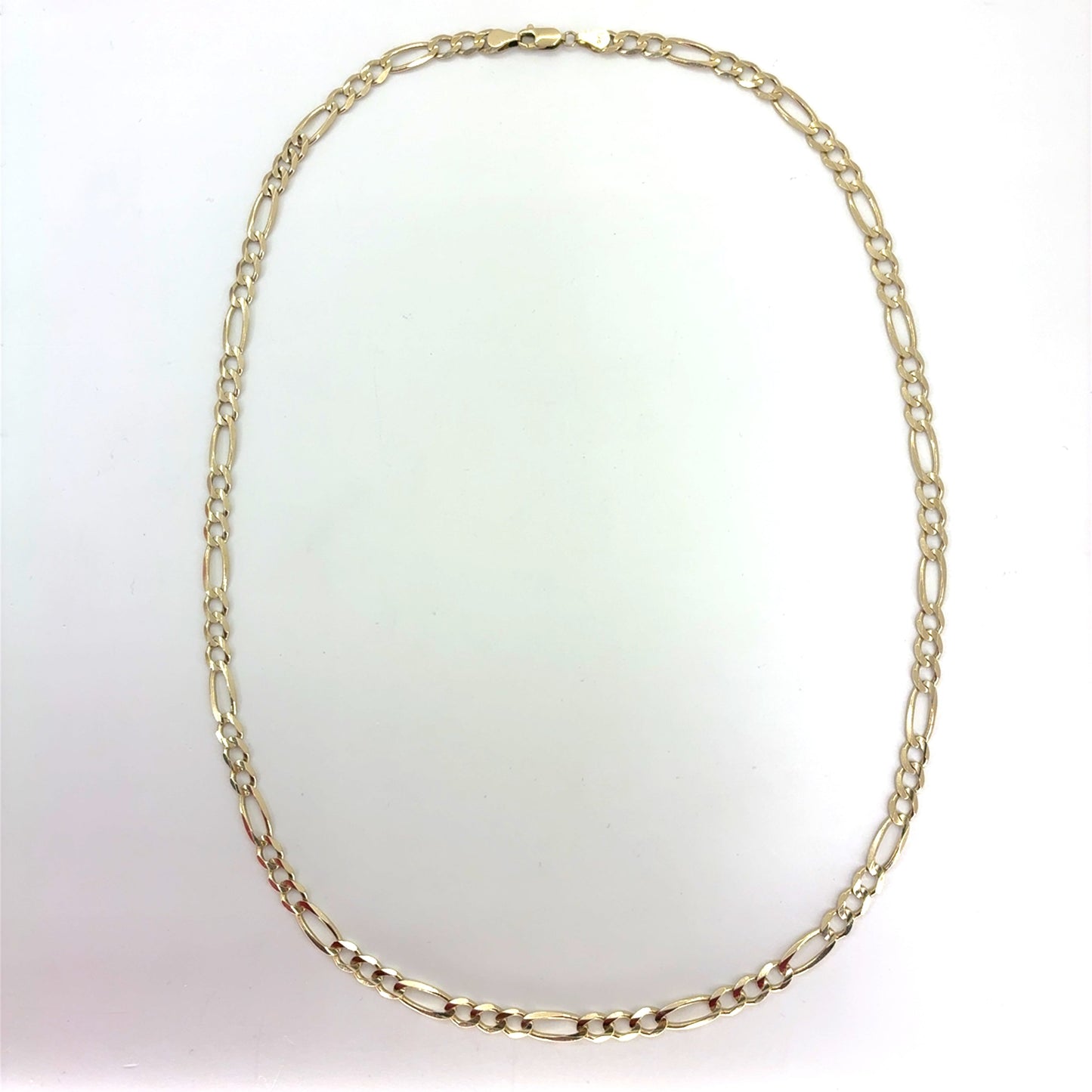 14K Yellow Gold Solid Concave Figaro Necklace | 24 Inches, 5.8mm, 25.28 grams