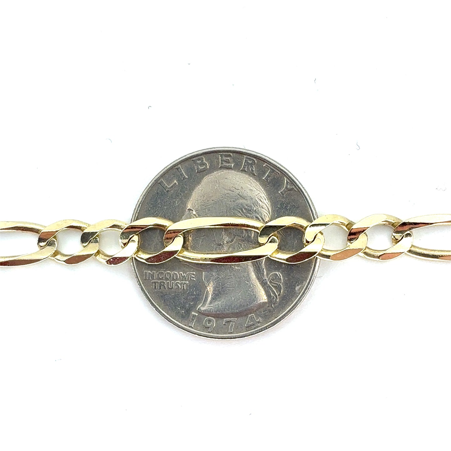 14K Yellow Gold Solid Concave Figaro Necklace | 24 Inches, 5.8mm, 25.28 grams