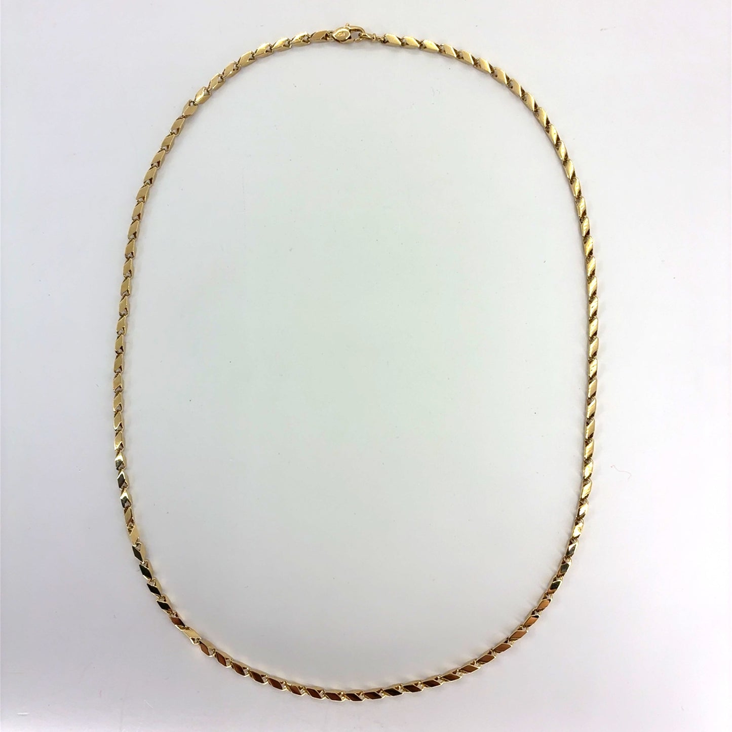 18K Yellow Gold Solid Angle Box Chain Necklace | 20 Inches, 13.10 grams