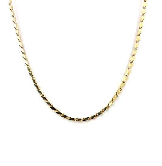 18K Yellow Gold Solid Angle Box Chain Necklace | 20 Inches, 13.10 grams