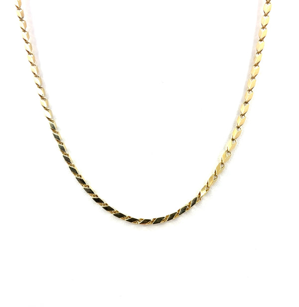 18K Yellow Gold Solid Angle Box Chain Necklace | 20 Inches, 13.10 grams