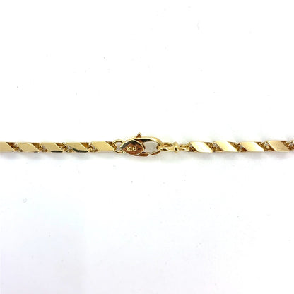 18K Yellow Gold Solid Angle Box Chain Necklace | 20 Inches, 13.10 grams