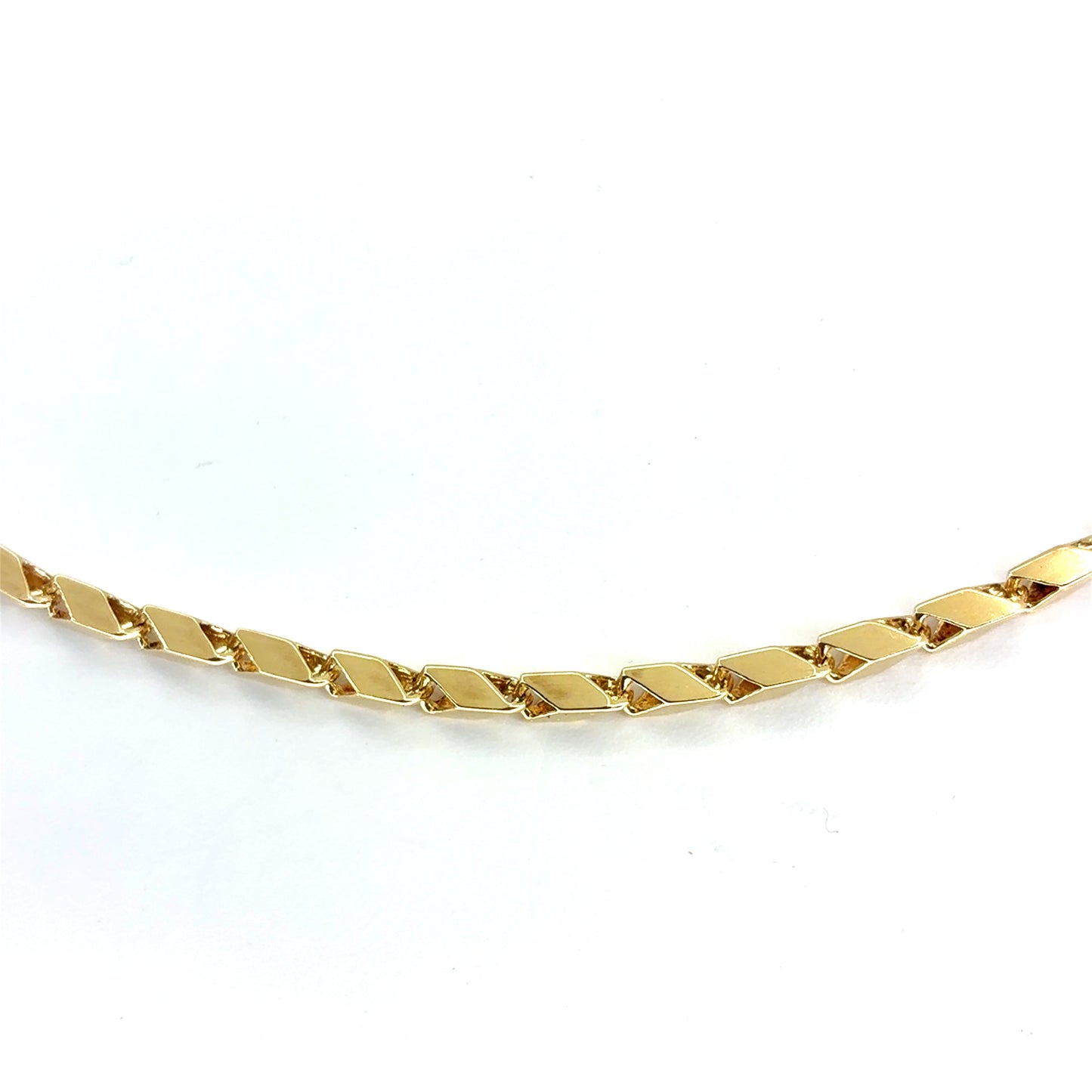 18K Yellow Gold Solid Angle Box Chain Necklace | 20 Inches, 13.10 grams