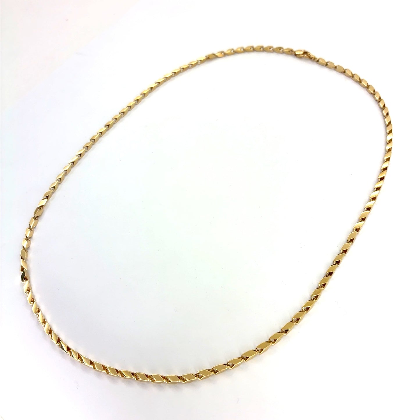 18K Yellow Gold Solid Angle Box Chain Necklace | 20 Inches, 13.10 grams