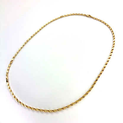 18K Yellow Gold Solid Angle Box Chain Necklace | 20 Inches, 13.10 grams