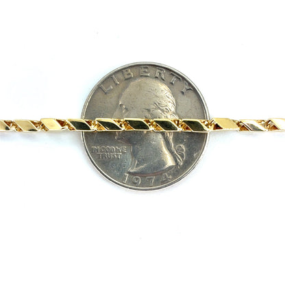 18K Yellow Gold Solid Angle Box Chain Necklace | 20 Inches, 13.10 grams