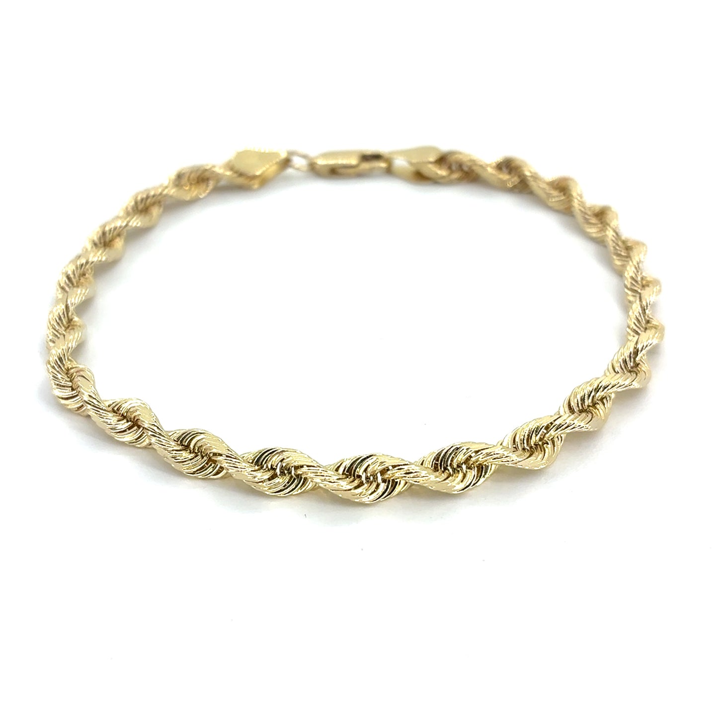 14K Yellow Gold Solid Rope Bracelet | 8 Inches, 3.9mm, 8.60 grams