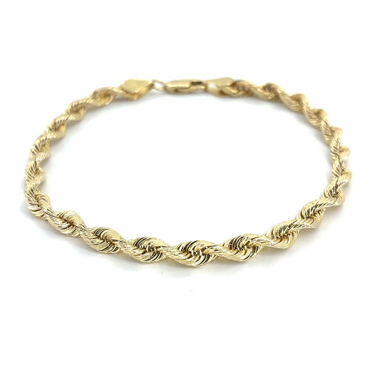 14K Yellow Gold Solid Rope Bracelet | 8 Inches, 3.9mm, 8.60 grams