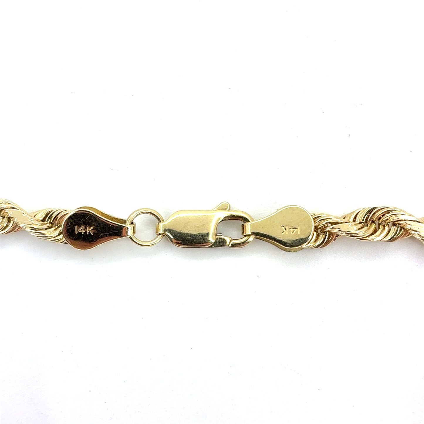 14K Yellow Gold Solid Rope Bracelet | 8 Inches, 3.9mm, 8.60 grams