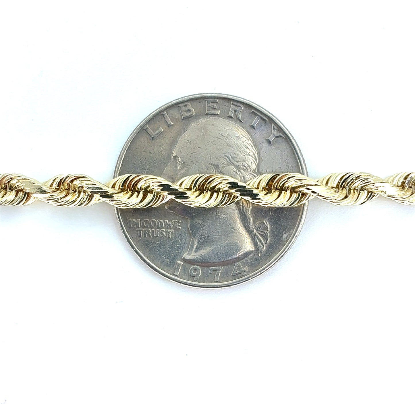 14K Yellow Gold Solid Rope Bracelet | 8 Inches, 3.9mm, 8.60 grams