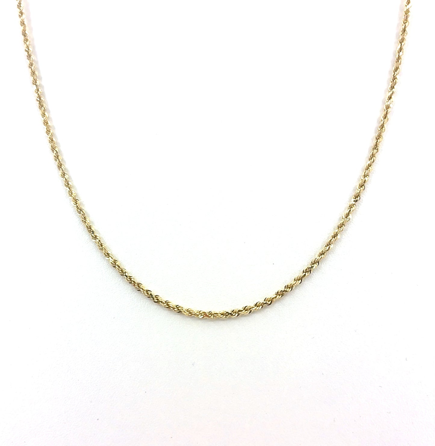 14K Yellow Gold Solid Rope Necklace | 22 Inches, 2.4mm, 11.37 grams
