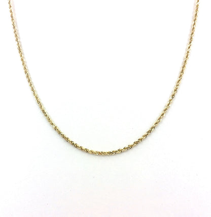 14K Yellow Gold Solid Rope Necklace | 22 Inches, 2.4mm, 11.37 grams