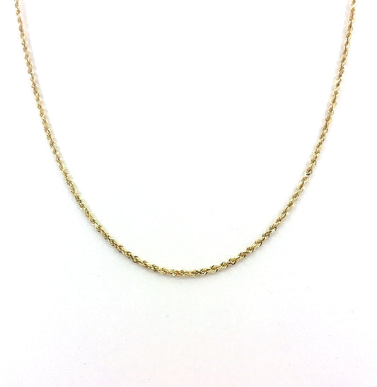 14K Yellow Gold Solid Rope Necklace | 22 Inches, 2.4mm, 11.37 grams