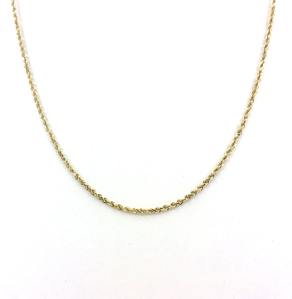 14K Yellow Gold Solid Rope Necklace | 22 Inches, 2.4mm, 11.37 grams