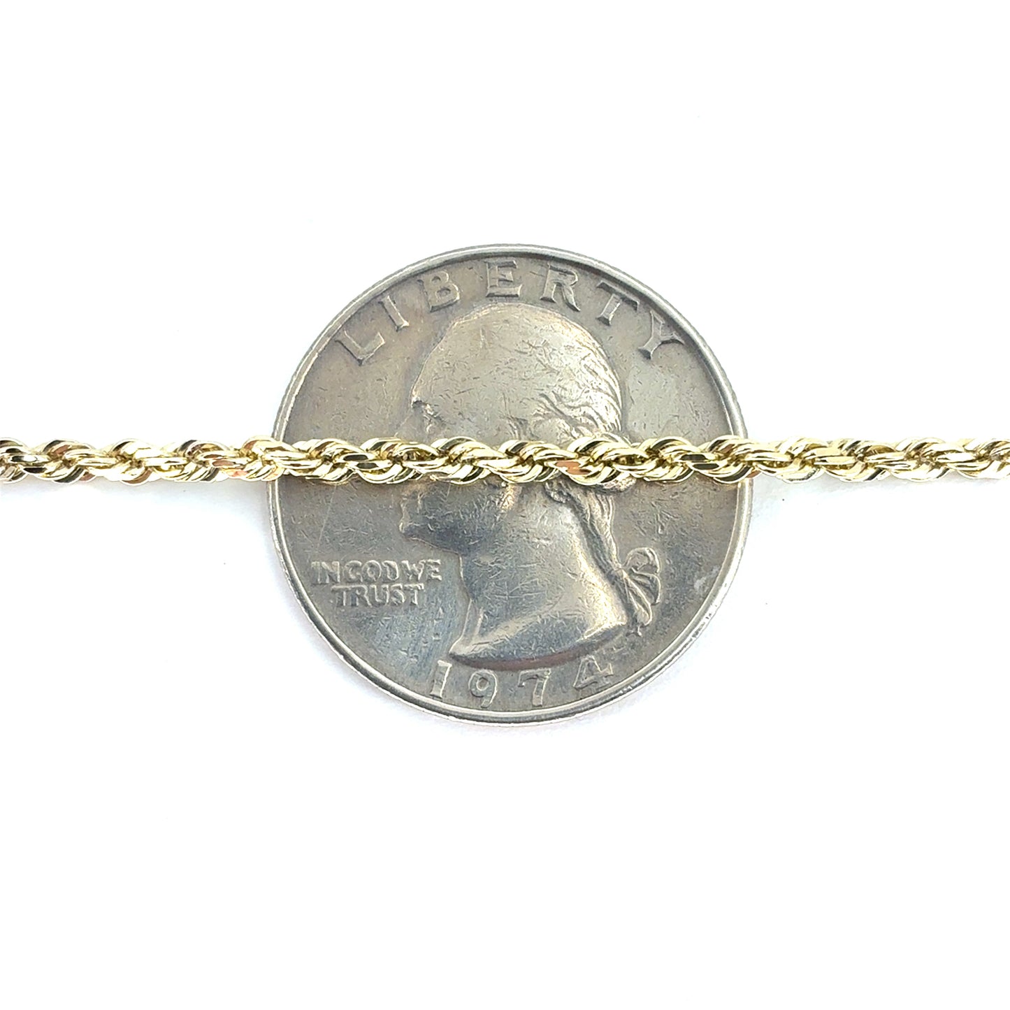 14K Yellow Gold Solid Rope Necklace | 22 Inches, 2.4mm, 11.37 grams