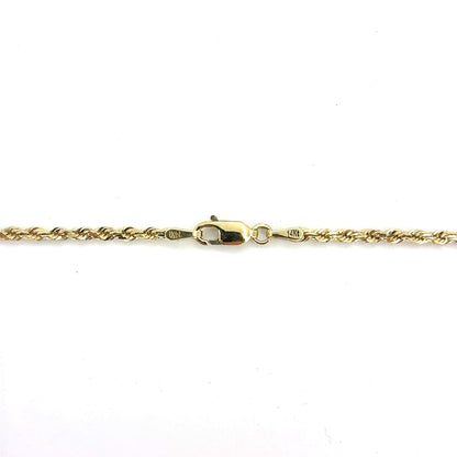 14K Yellow Gold Solid Rope Necklace | 22 Inches, 2.4mm, 11.37 grams
