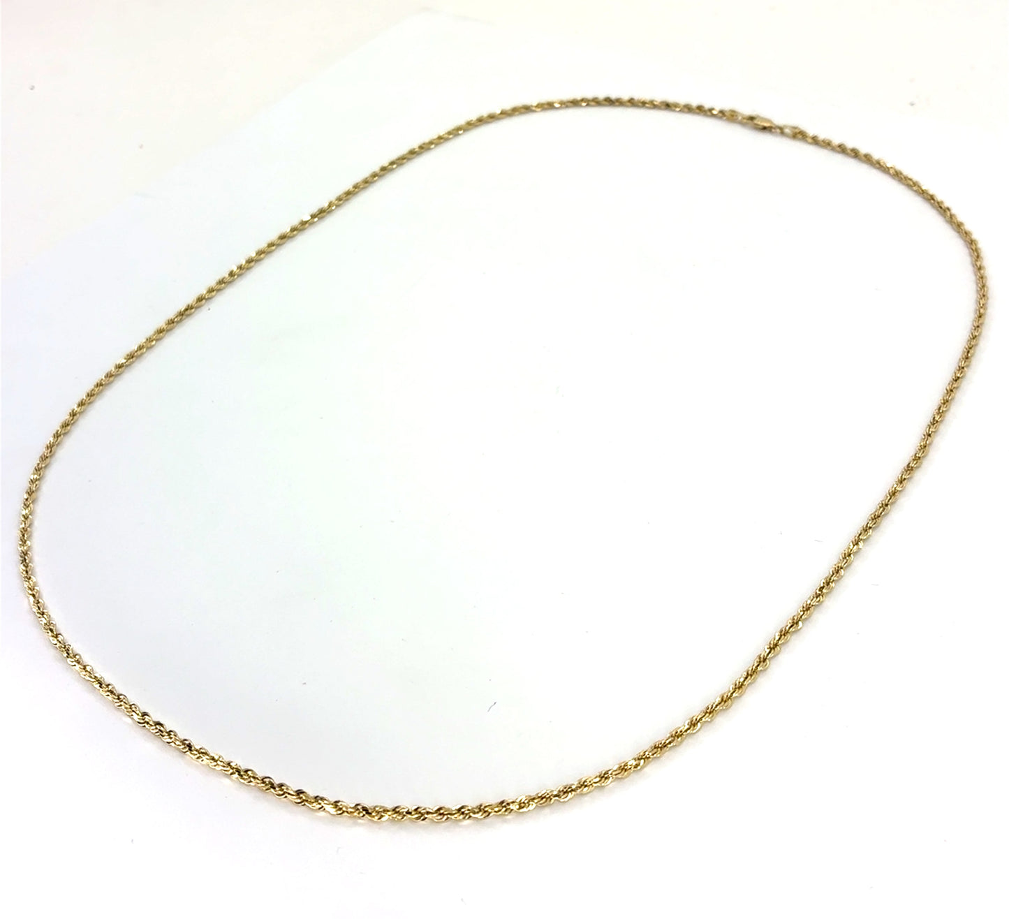 14K Yellow Gold Solid Rope Necklace | 22 Inches, 2.4mm, 11.37 grams