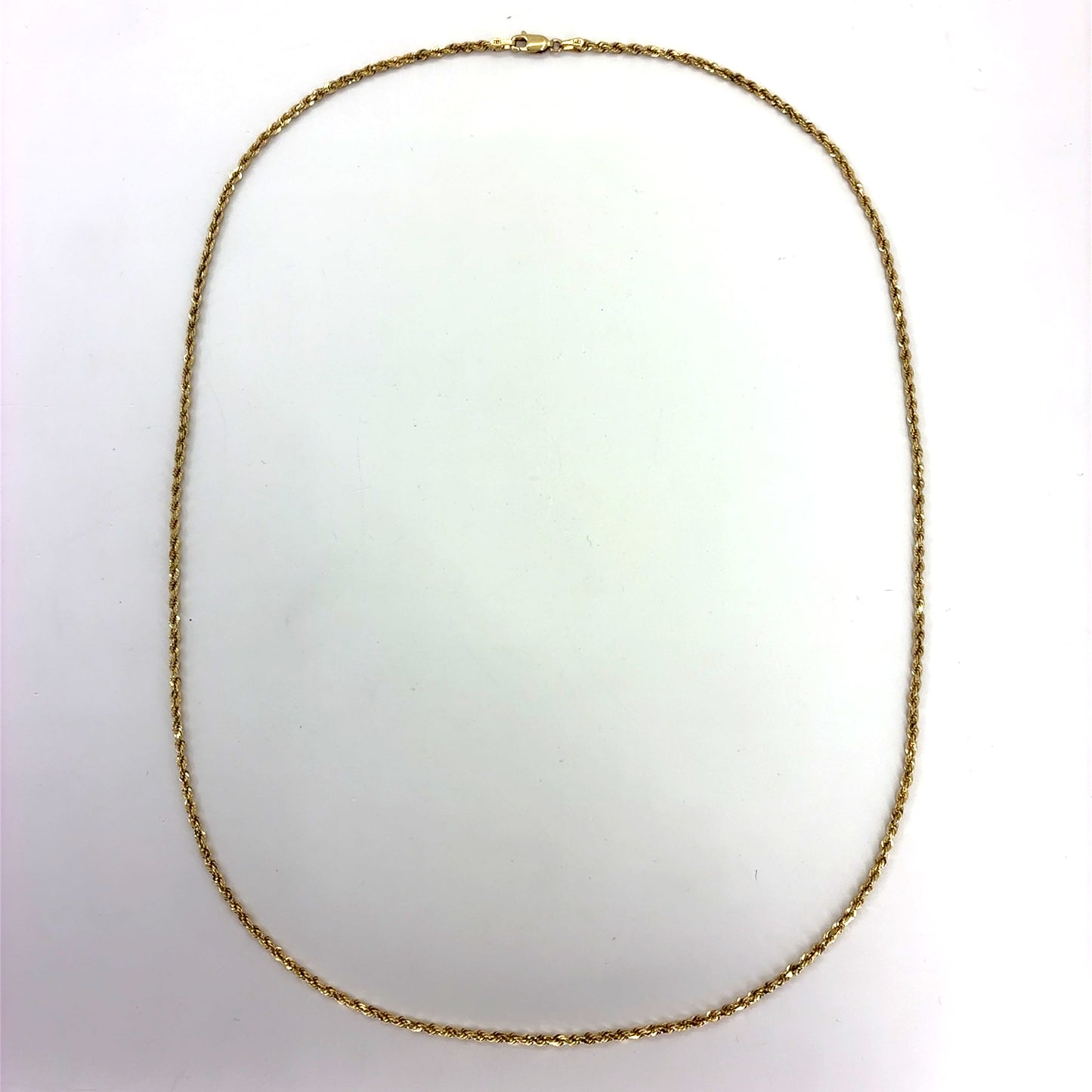 14K Yellow Gold Solid Rope Necklace | 22 Inches, 2.4mm, 11.37 grams