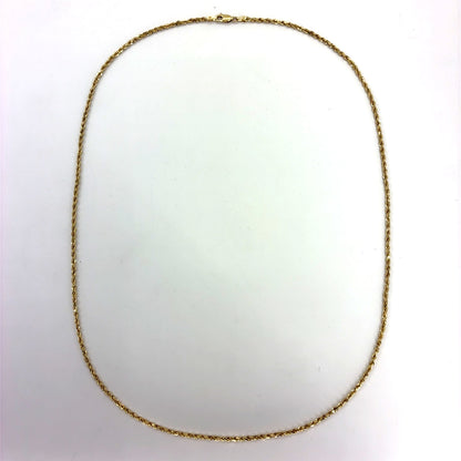 14K Yellow Gold Solid Rope Necklace | 22 Inches, 2.4mm, 11.37 grams