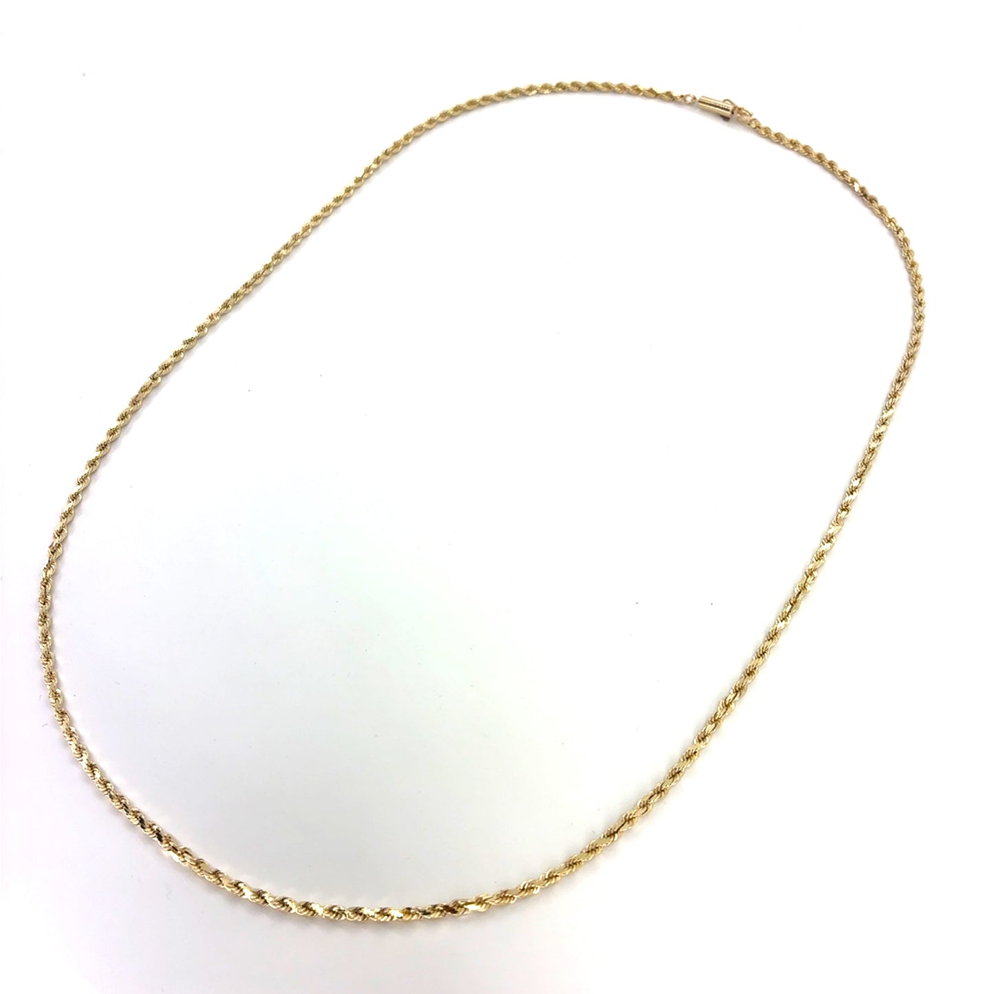 14K Yellow Gold Solid Rope Necklace | 25.5 Inches, 2.4mm, 12.30 grams