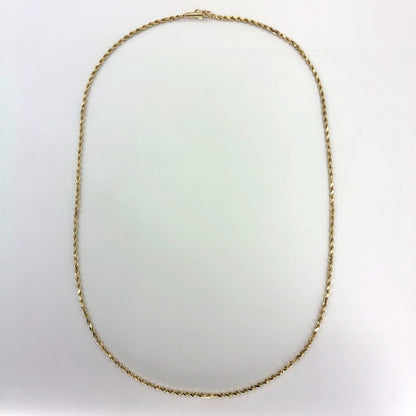 14K Yellow Gold Solid Rope Necklace | 25.5 Inches, 2.4mm, 12.30 grams