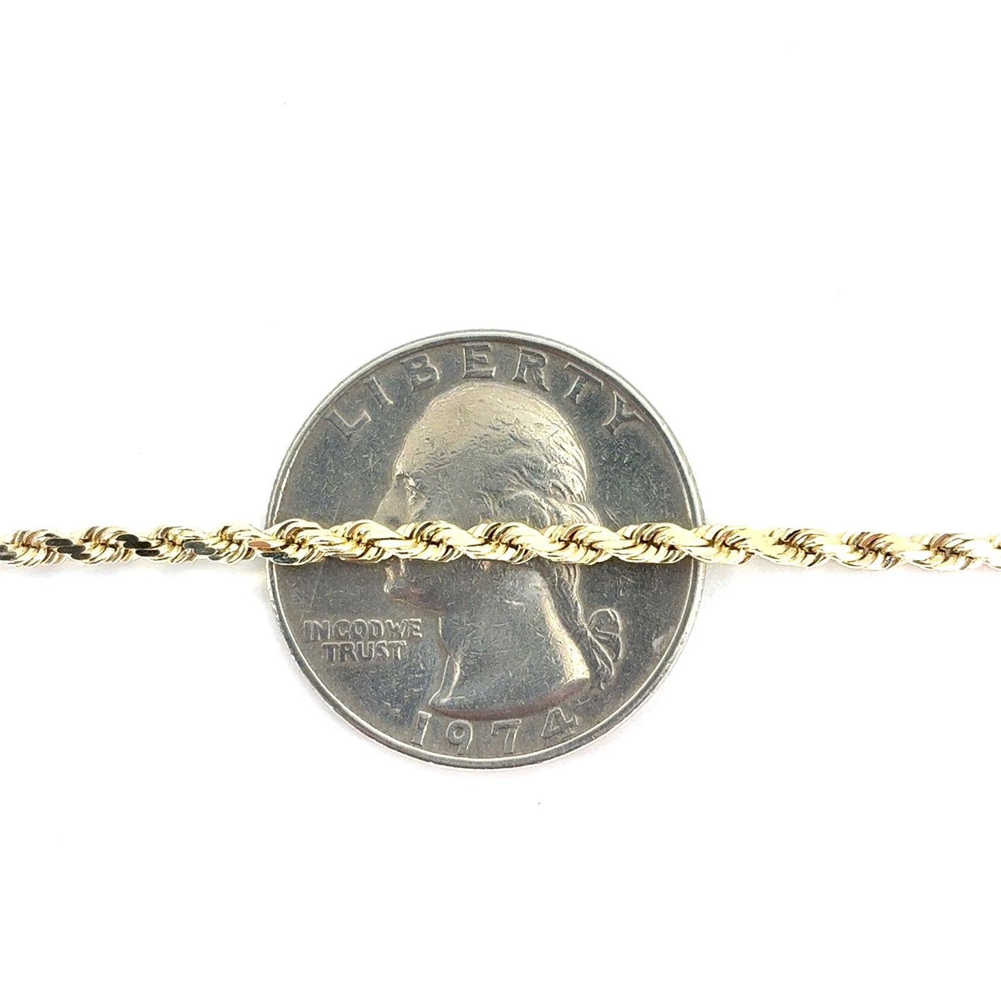 14K Yellow Gold Solid Rope Necklace | 25.5 Inches, 2.4mm, 12.30 grams