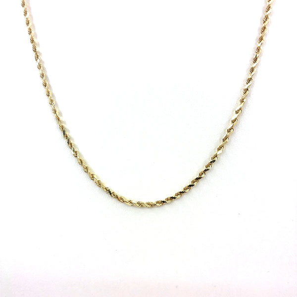 14K Yellow Gold Solid Rope Necklace | 25.5 Inches, 2.4mm, 12.30 grams