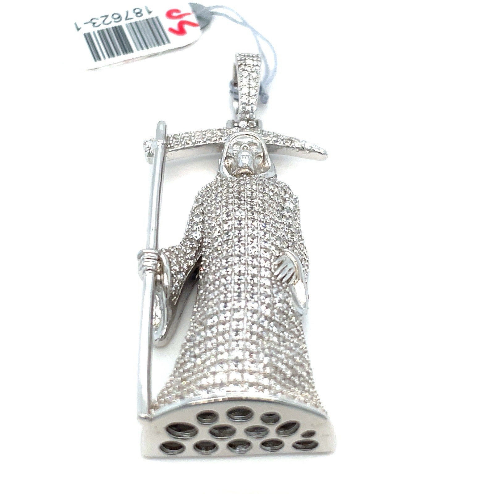 925 Sterling Silver CZ Santa Muerte Pendant 19.00g1