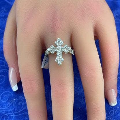 10k Yellow Gold Floral Cross Diamond Ring 3.76g .9CTW Size 73