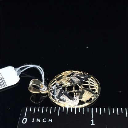 10k Two Tone Gold Open World Pendant 2.00g2