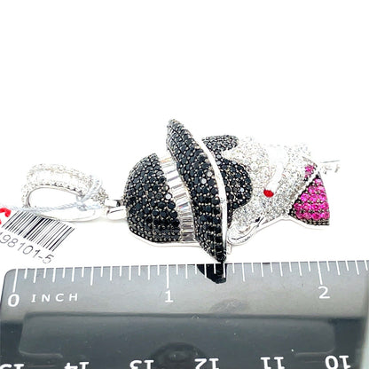 925 Sterling Silver CZ Colorful Gangster With Cigarette Pendant 18.20g3