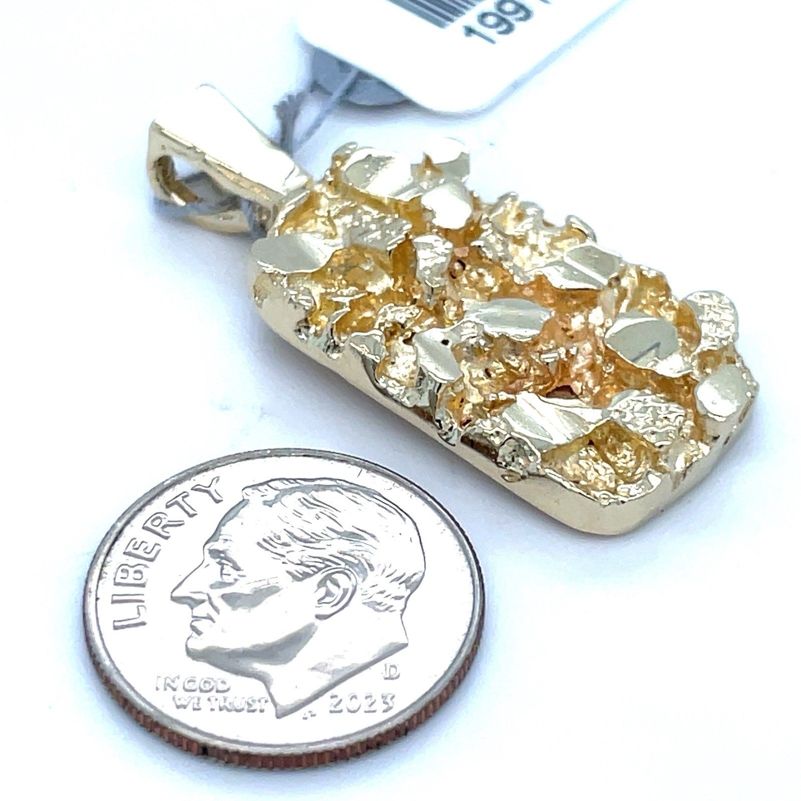 14K Yellow Gold Nugget Dog tag Pendant 7.30g1