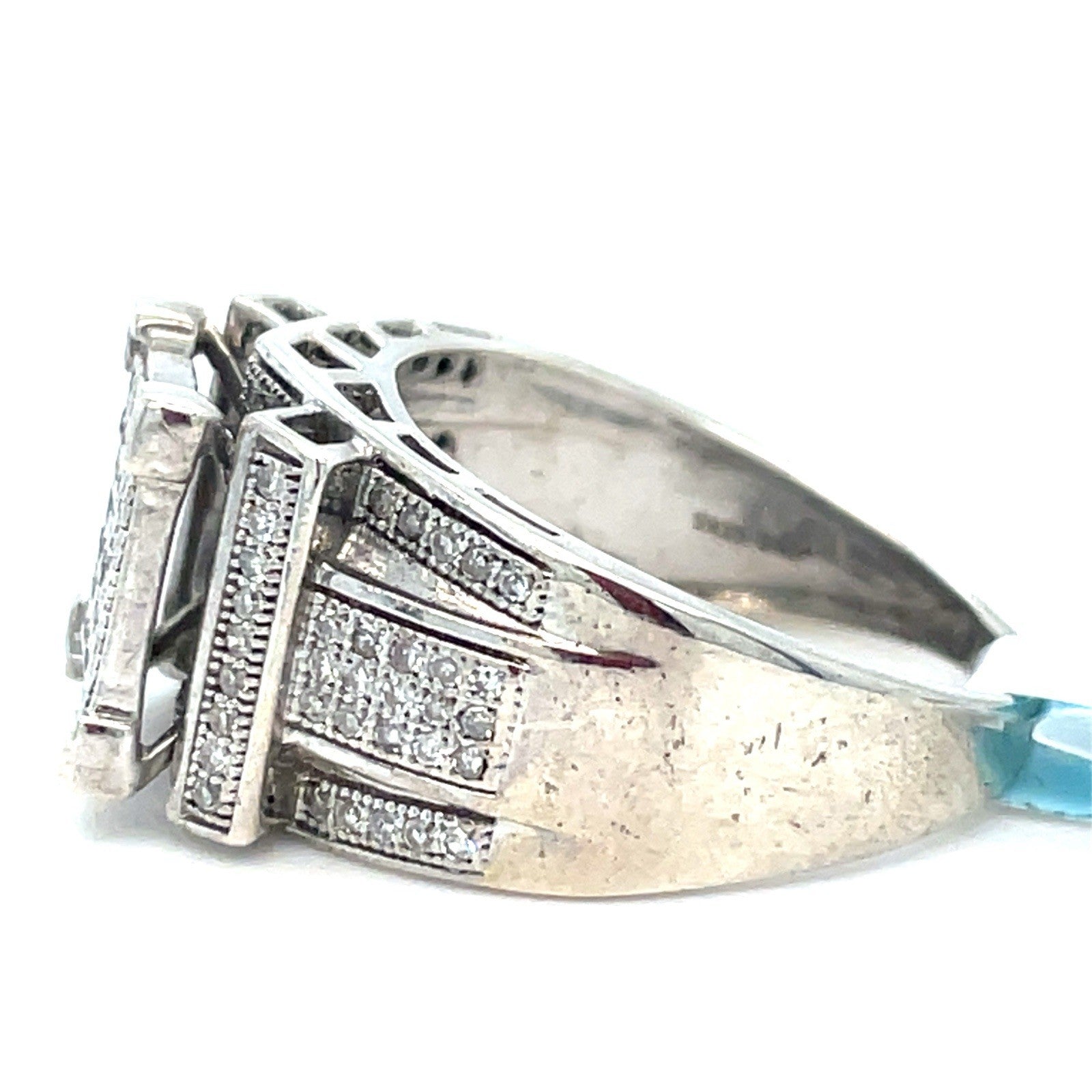 925 Sterling Silver Diamond Cluster Ring 4.90g .38 CTW Size 72