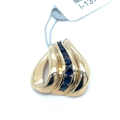 14k Yellow Gold Women’s Heart With Sapphire Pendant 3.80g1