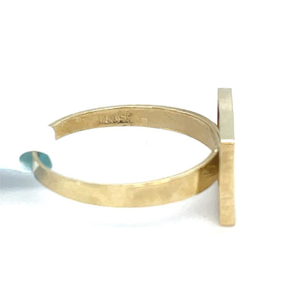 10k Yellow Gold Rectangle Last Supper Ring 1.76g Size 71